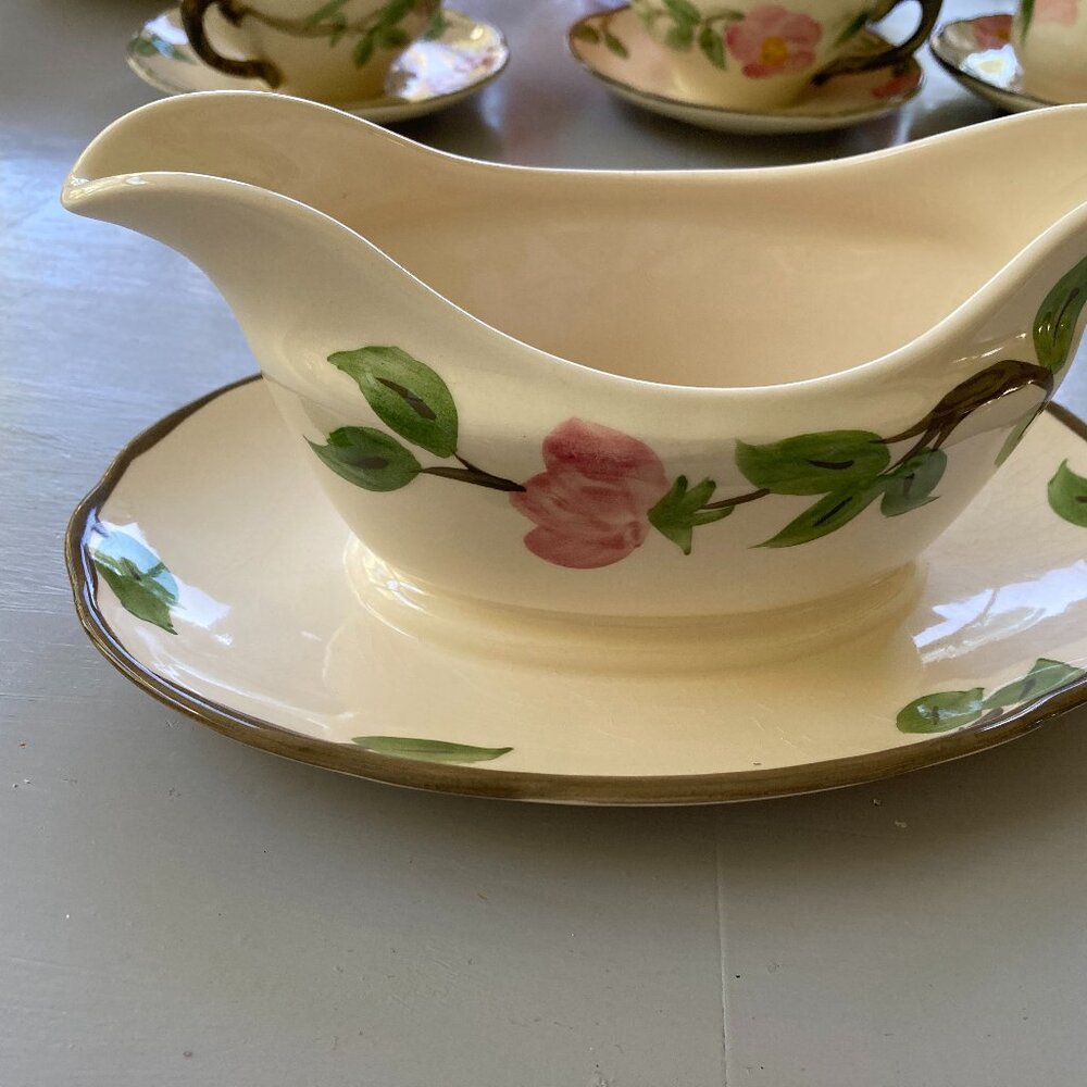 Franciscan Desert Rose Gravy Boat Attached Liner Made in England Vintage
